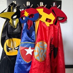 Superhero Kids Costume Set - Capes and Masks - 4 sets